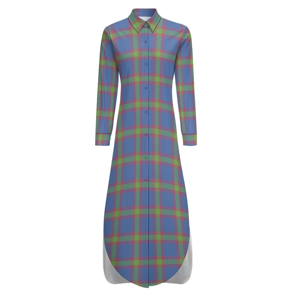 Plaid Desires Button Neck Long Sleeve Shirt Dress - 2 options