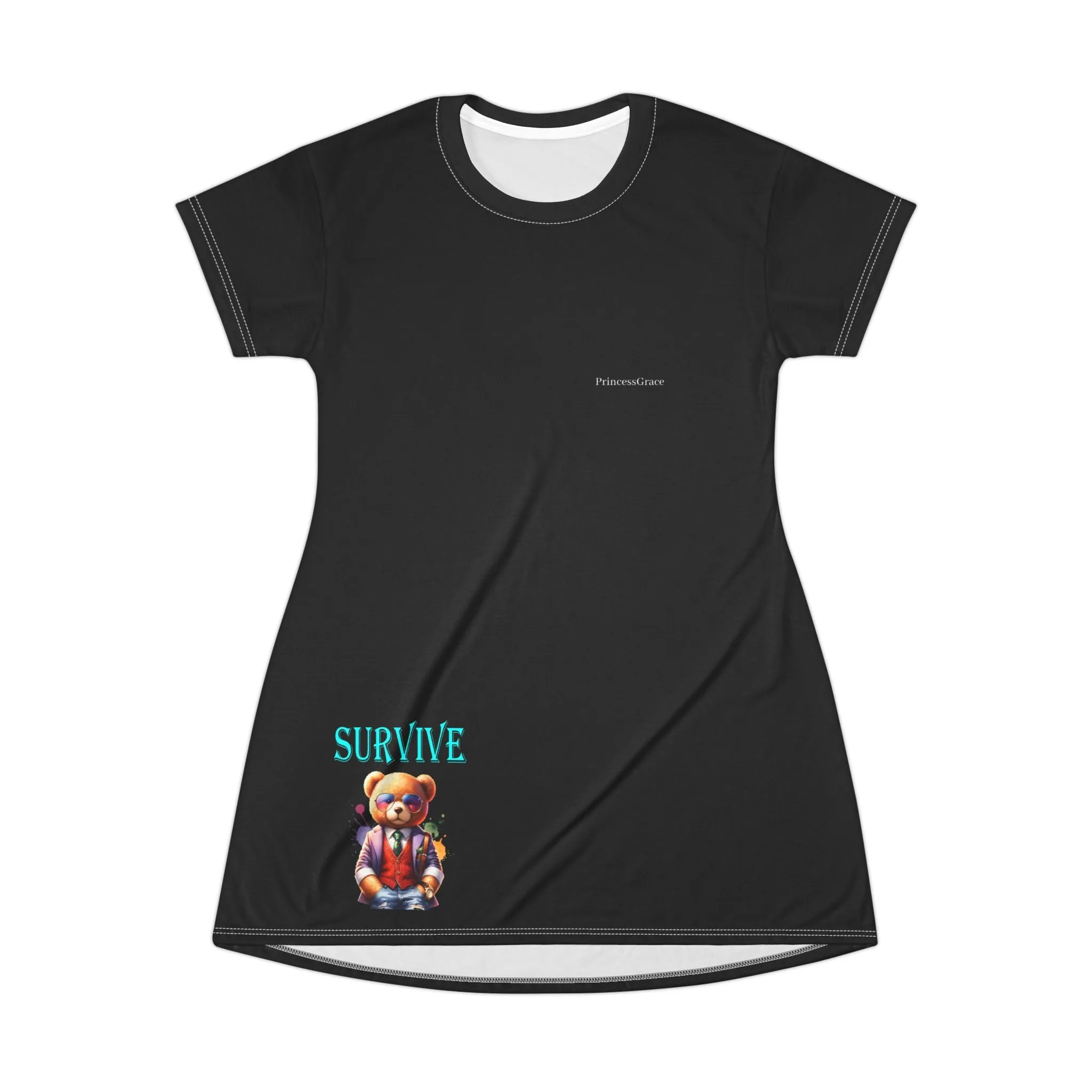 Princess Grace Cute Survival-Themed T-Shirt Dress for Casual Wear