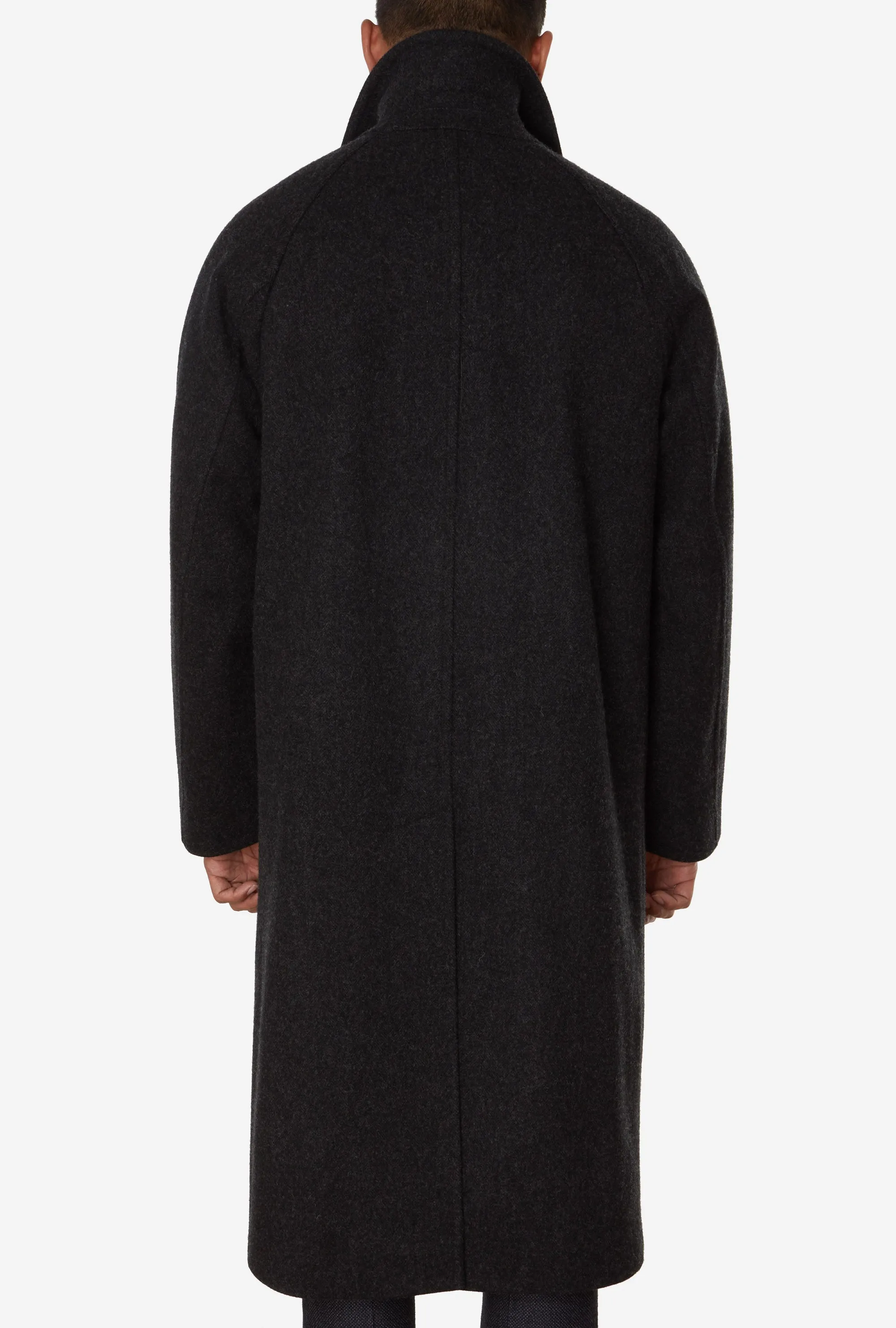 Raglan Sleeve Overcoat Wool Charcoal