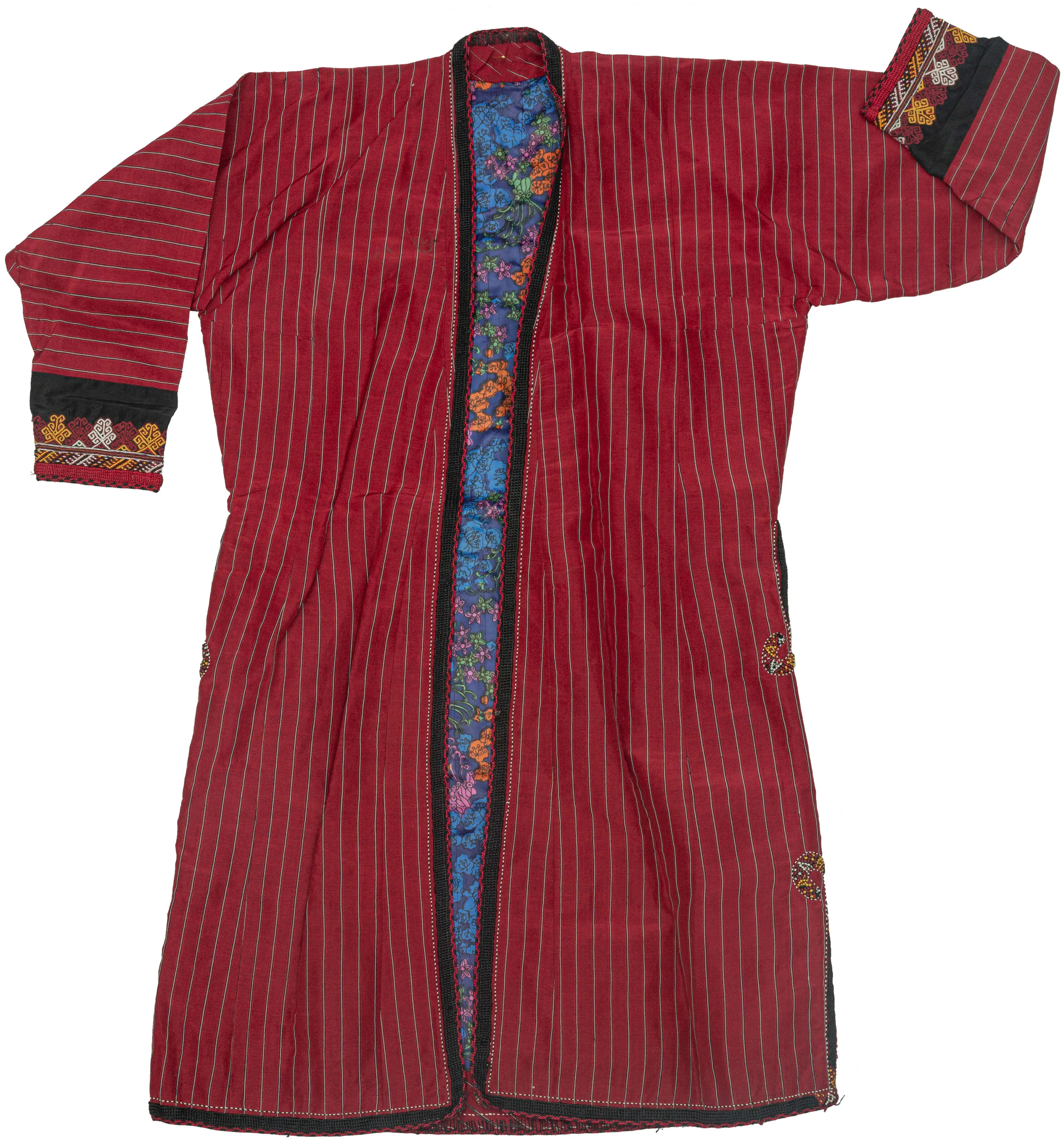 Red and Black Striped Turkmen Robe  - 3’5 x 4’8