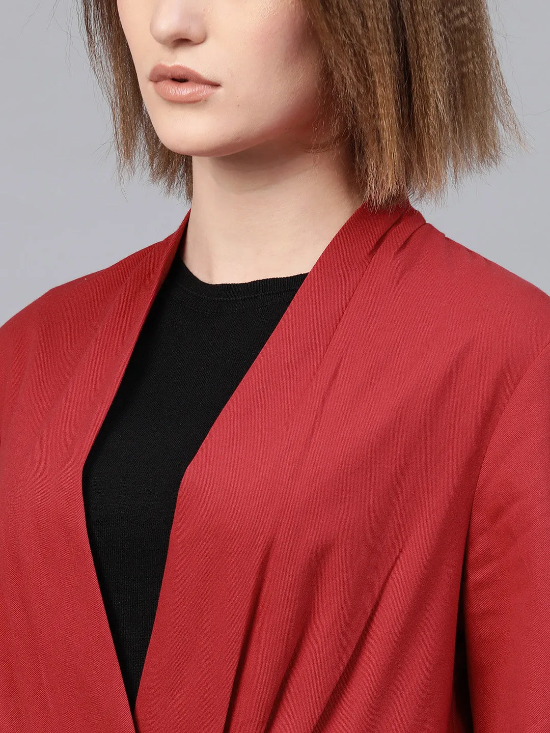 Red Peplum Balloon Sleeve Blazer (Same As 6071)