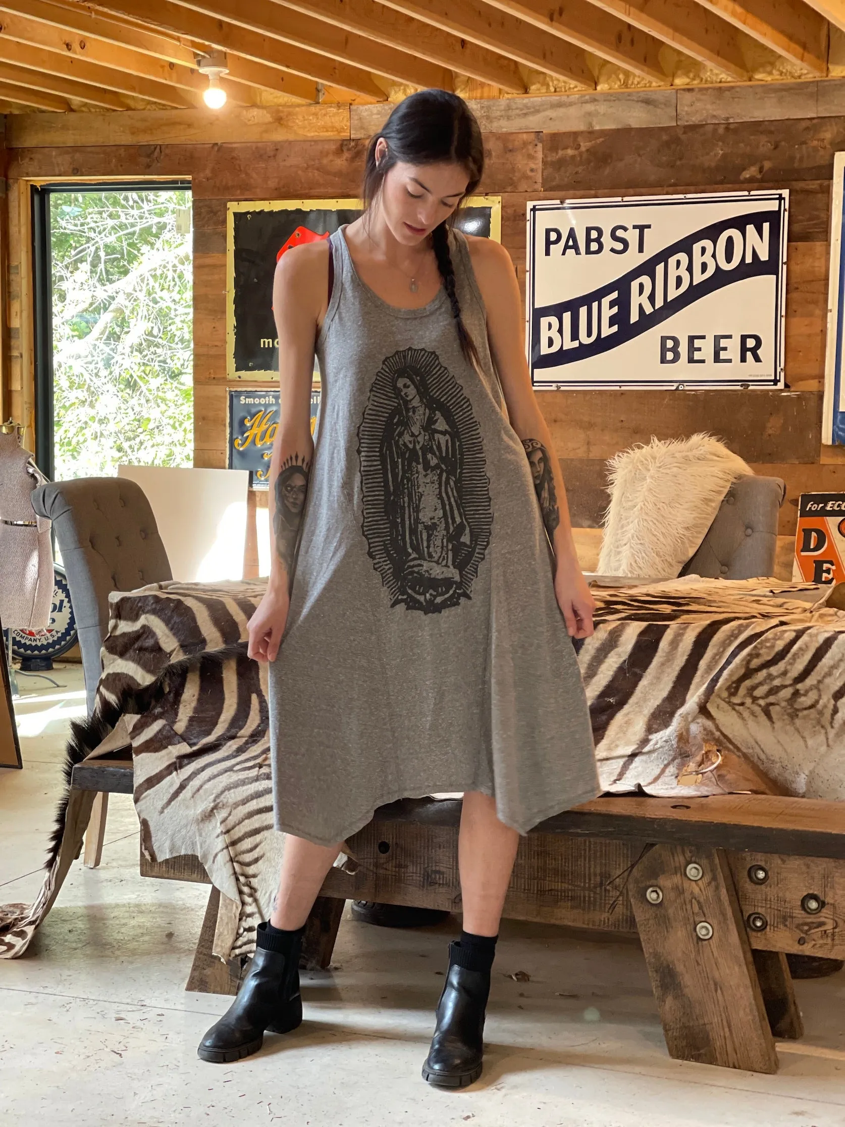 SAINT layering tank dress- Heather Grey