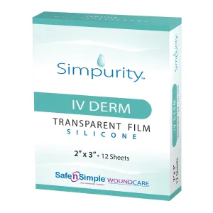 Simpurity IV Derm Transparent Silicone Film Dressing 2" x 3"