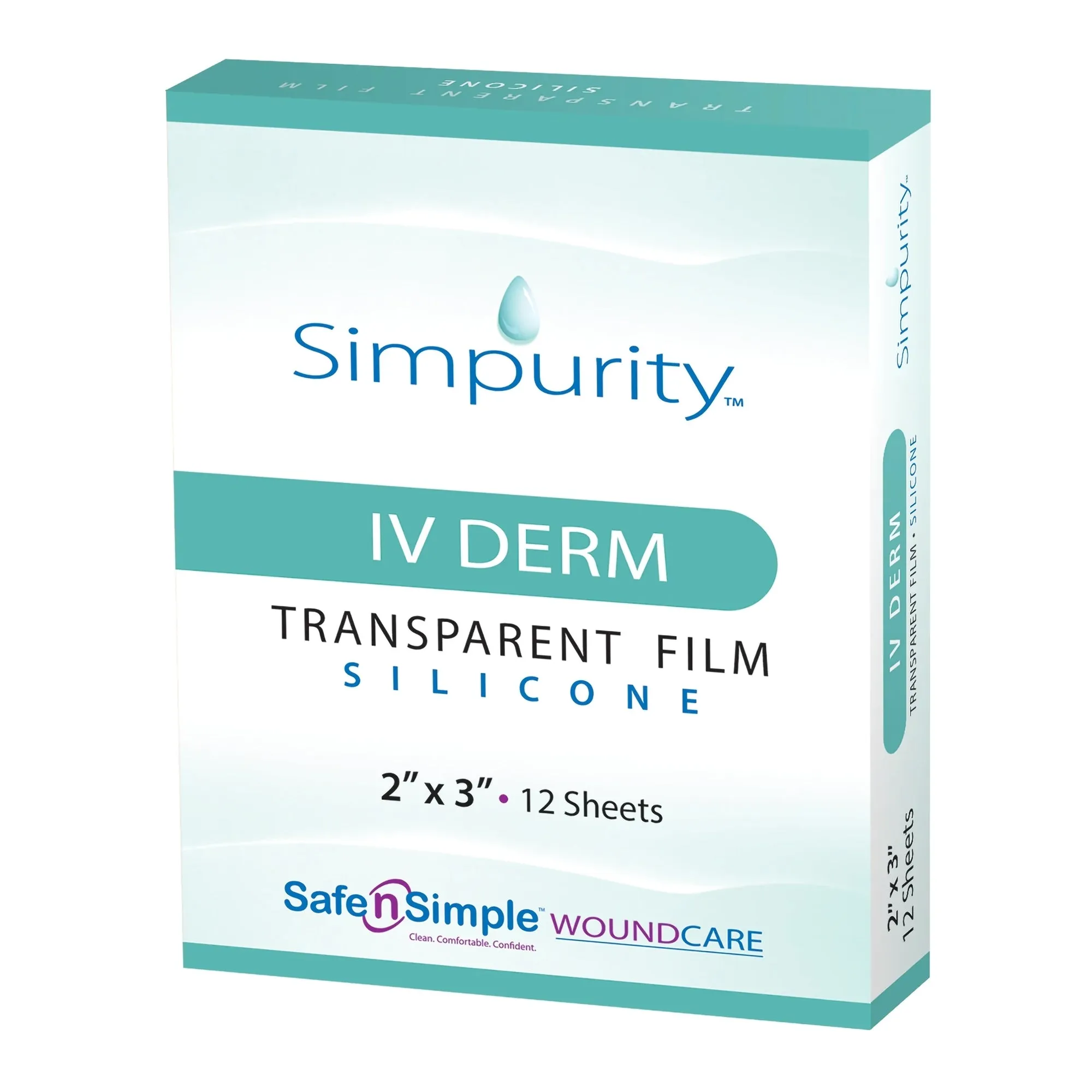 Simpurity IV Derm Transparent Silicone Film Dressing 2" x 3"