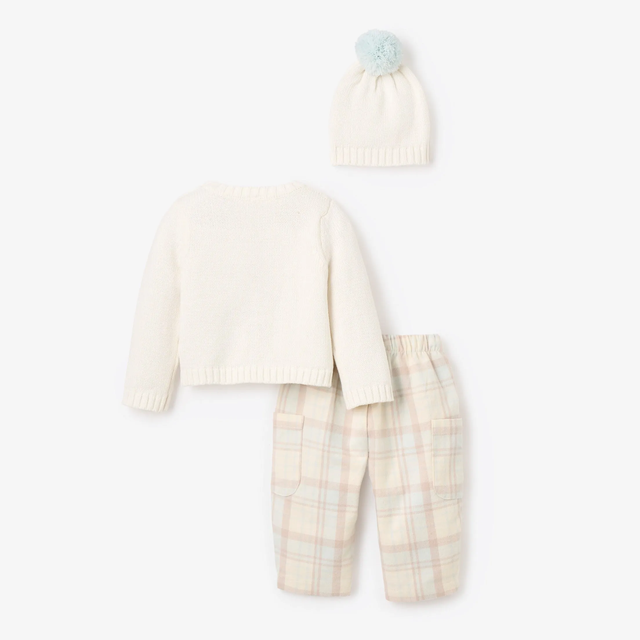 Snowflake Sweater Pant Set & Pom Hat