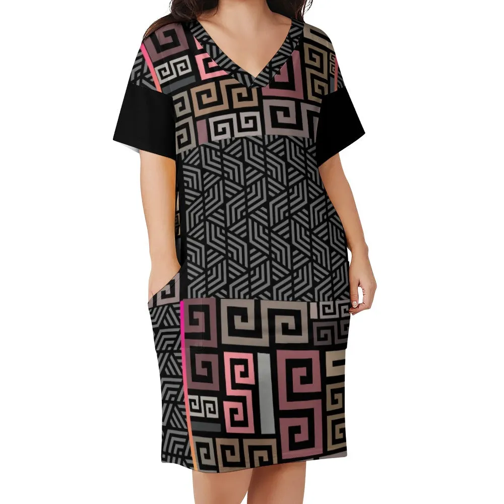 Squared Loose Voluptuous ( ) Pocket Plus Size Dress