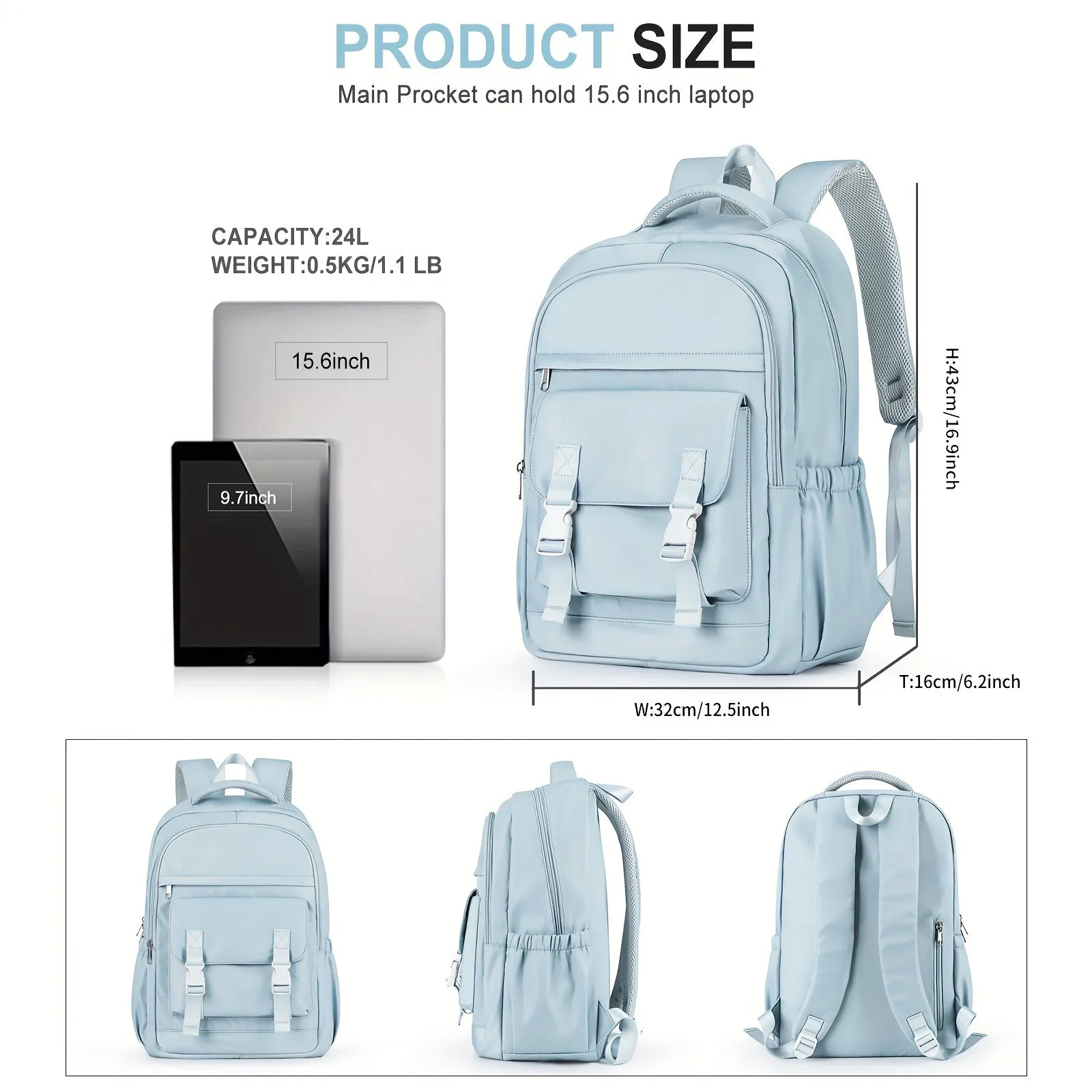 Stylish Water Resistant Teen Backpack - Durable Nylon Material, Spacious Interior, Multiple Pockets, Lightweight Design, Aesthetic College Bag for Boys and Girls, Men and Women - Ideal for Middle School, Casual Daypack, and Travel