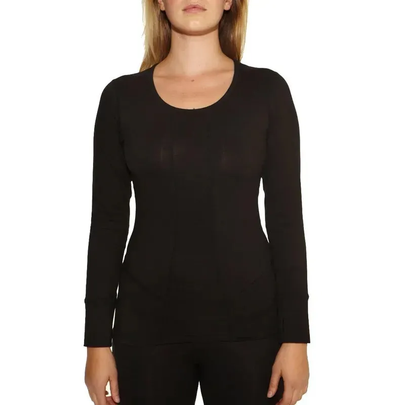 Terramar Womens Scoop neck 2.0 Midweight L/S Top/Black