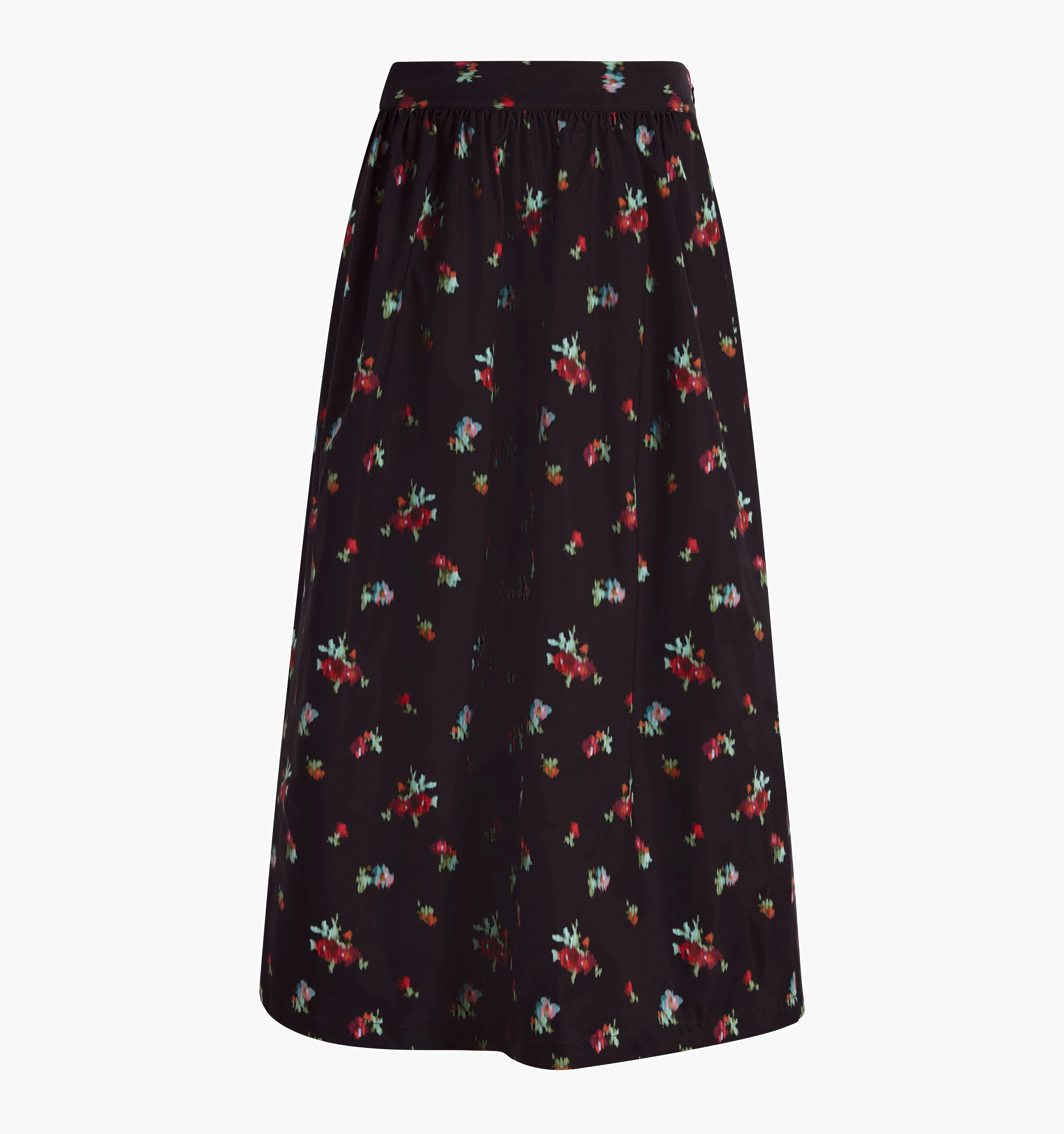 The Krista Skirt - Black Ikat Floral Taffeta