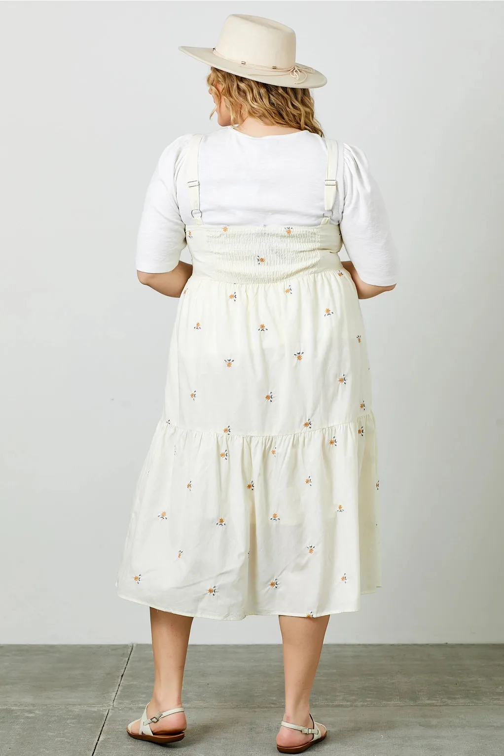 The Marigold Embroidered Overall Dress - PLUS