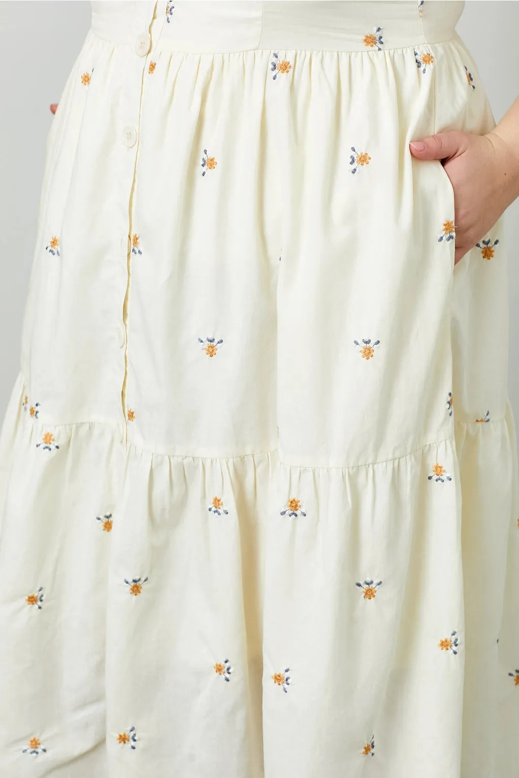 The Marigold Embroidered Overall Dress - PLUS