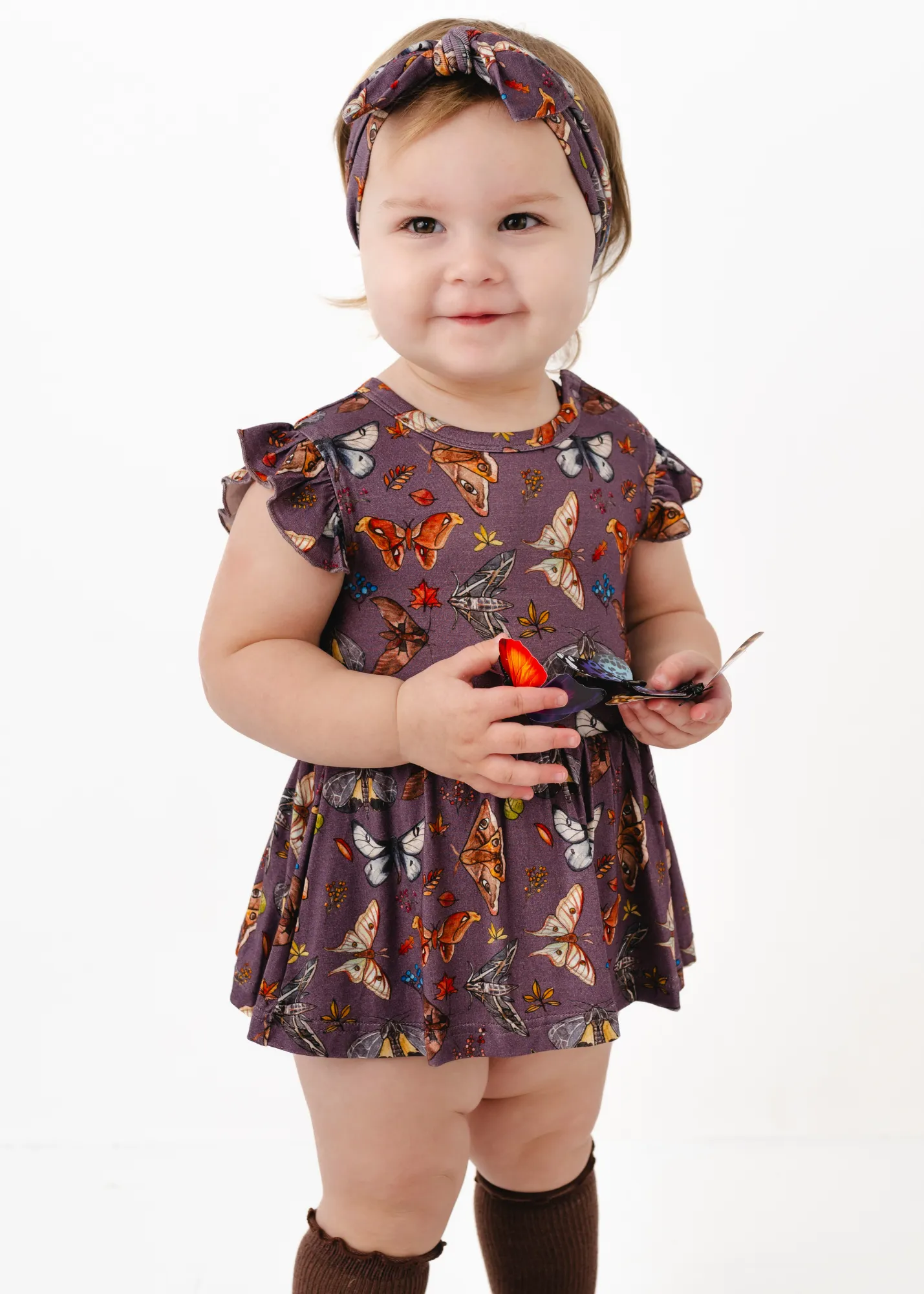 The Moths Plum Flutter Baby Dress