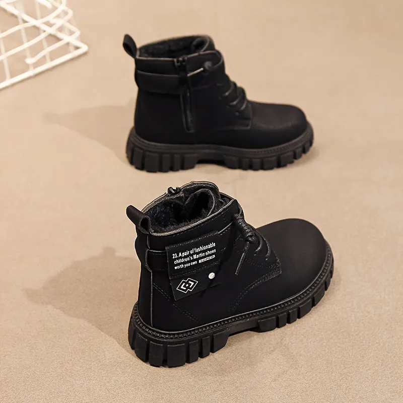 Trendy & Warm Boys Plus Fleece Boots - Fashionable, Durable & Anti-skid - Perfect for Outdoor Adventures in Autumn & Winter