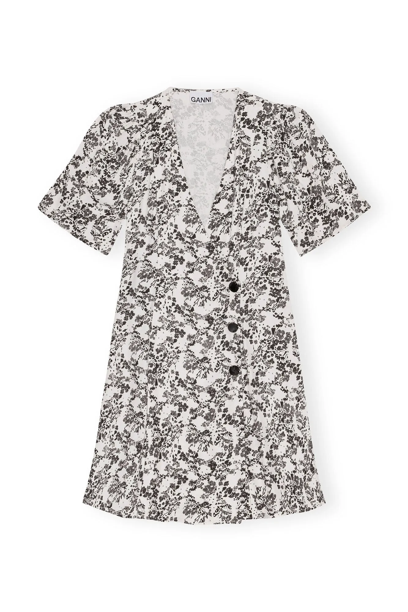 Viscose Twill Wrap Mini Dress | Egret Print