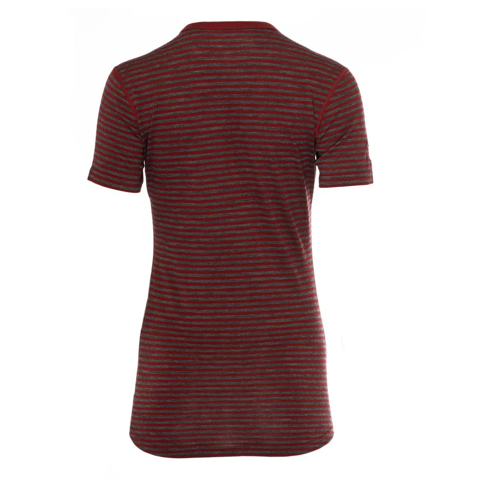 Womens Merino 150 Short Sleeve Crew (Stripe Red/Smoke)