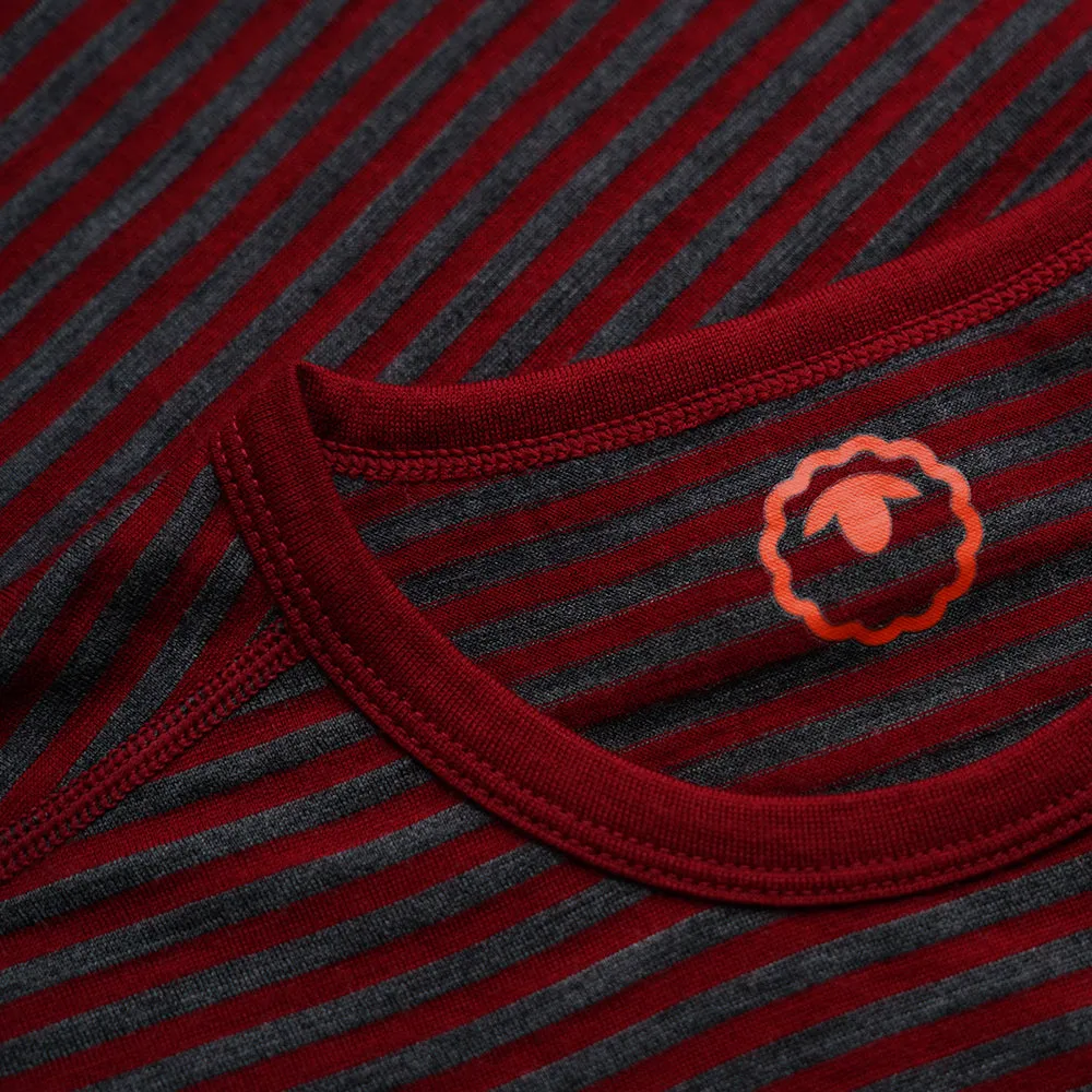 Womens Merino 150 Short Sleeve Crew (Stripe Red/Smoke)