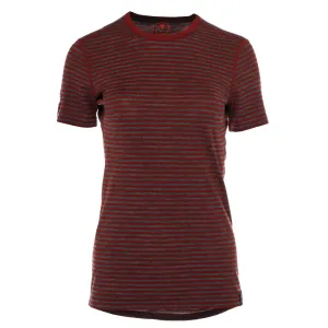 Womens Merino 150 Short Sleeve Crew (Stripe Red/Smoke)