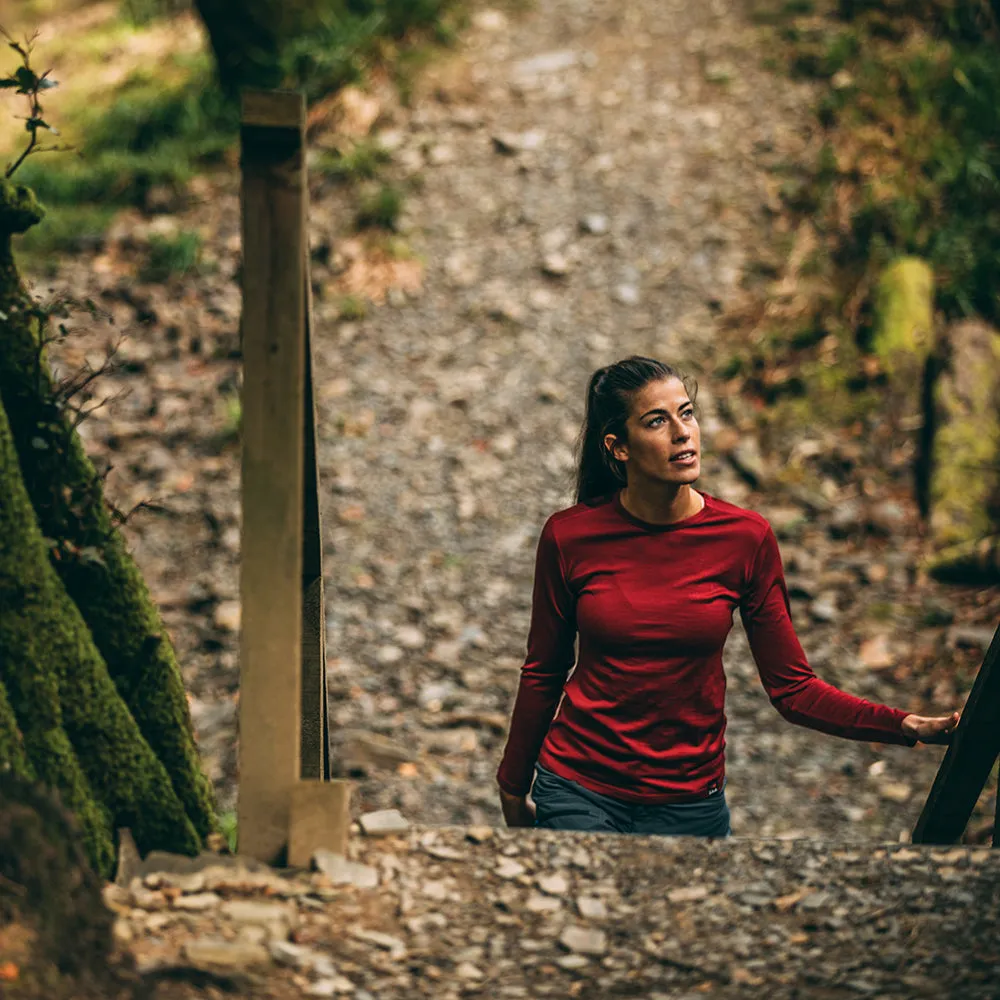 Womens Merino 180 Long Sleeve Crew (Red)