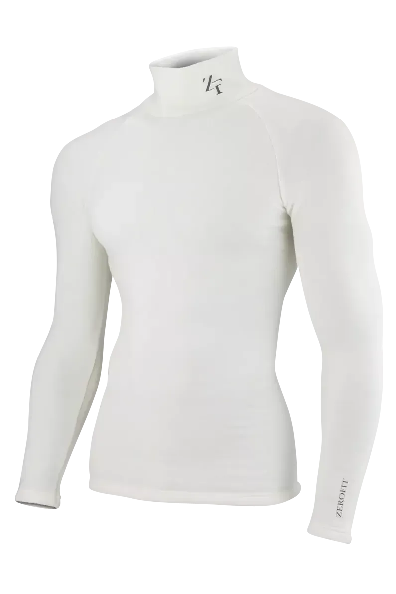 ZEROFIT Heatrub Ultimate - Long Sleeve WHITE Base Layer With Compression And Quick Dry Properties - Unisex